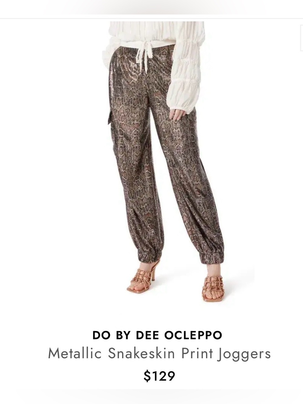 DO by Dee Ocleppo Metallic Snakeskin Joggers - Brown